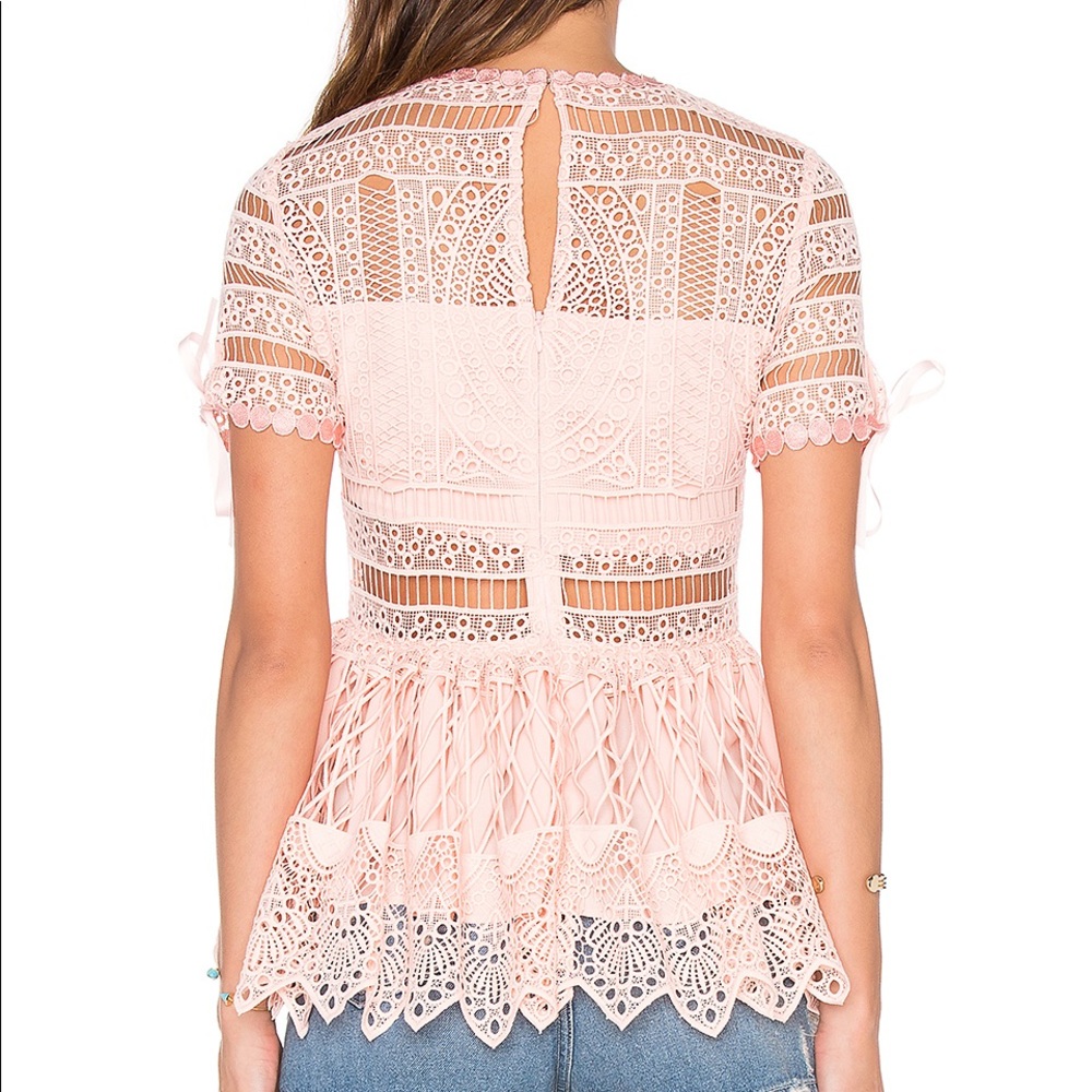 ALEXIS - Eyelet Peplum Lace Top Pink, XS - Picture 5 of 6